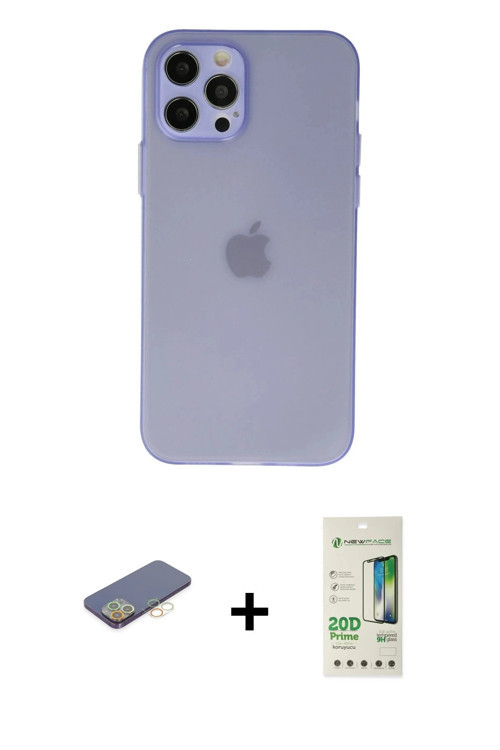 ieg™ iPhone 12 Pro Max Kılıf Atlas Minimal Prime - Siyah 20D Premium Cam Ekran Koruyucu + Sarı Renkl