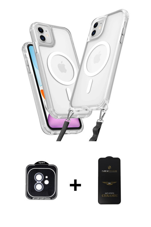 iPhone 11 Kılıf Atlas Doku Koleksiyonu - Siyah 6D Antistatik Mat Seramik Hayalet Nano Ekran Kor