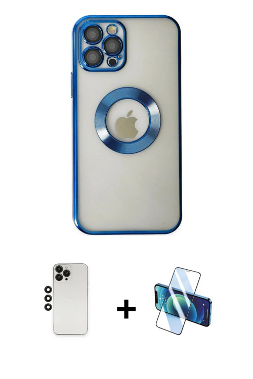 ieg™ iPhone 12 Pro Kılıf Pusula Form - Siyah 3D Antistatik Seramik Nano Ekran Koruyucu + Siyah Shine