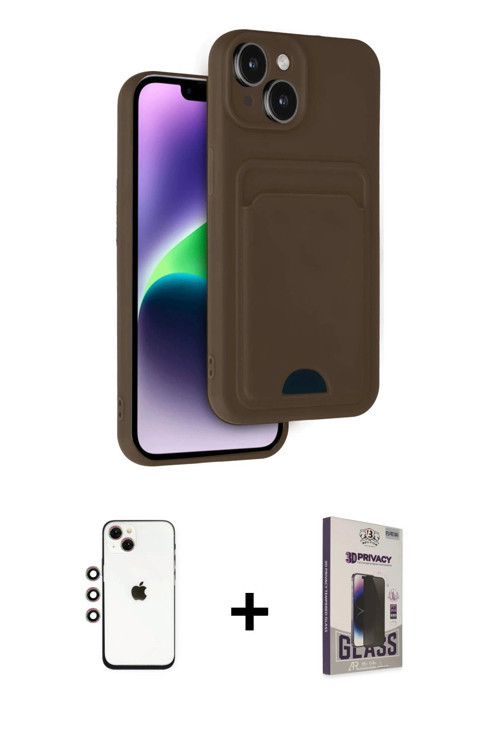 ieg™ iPhone 14 Kılıf Vadi Çizgi Prime - Siyah Bilvis Hayalet Cam Ekran Koruyucu + Gökkuşağı Shine Ka