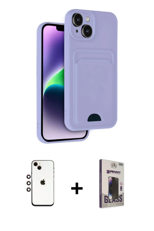 ieg™ iPhone 14 Kılıf Vadi Çizgi Prime - Siyah Bilvis Hayalet Cam Ekran Koruyucu + Gökkuşağı Shine Ka