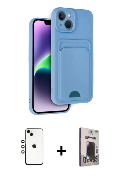 ieg™ iPhone 14 Kılıf Vadi Çizgi Prime - Siyah Bilvis Hayalet Cam Ekran Koruyucu + Gökkuşağı Shine Ka