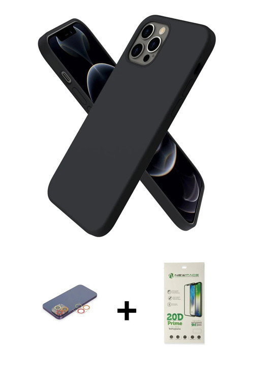ieg™ iPhone 12 Pro Max Kılıf Kozmos Yansıma Özel Seri - Siyah 20D Premium Cam Ekran Koruyucu + Turun