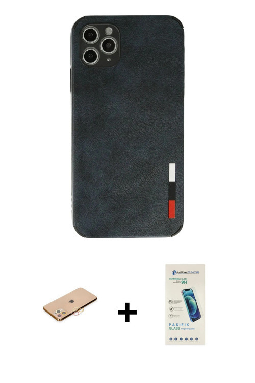 ieg™ iPhone 11 Pro Max Kılıf Doruk Asil Koleksiyonu - Şeffaf Pasifik Cam Ekran Koruyucu + Turuncu Re
