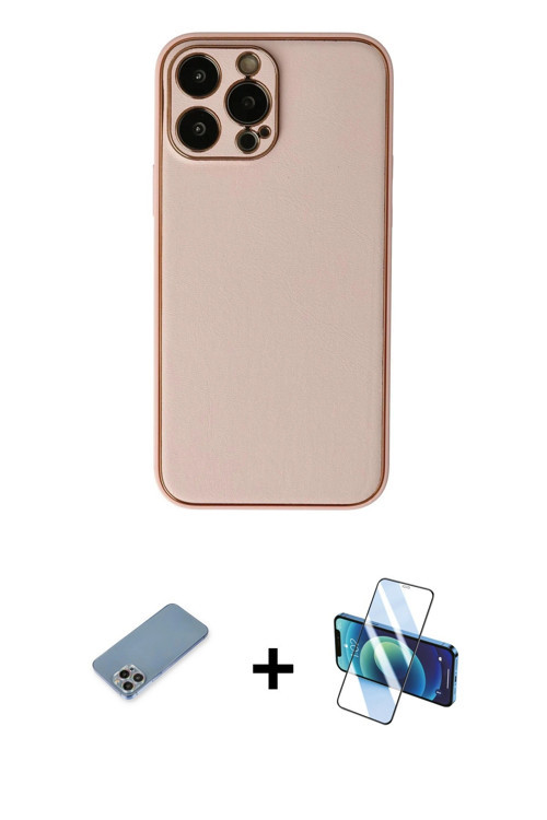 ieg™ iPhone 13 Pro Max Kılıf Yadigar Klasik - Siyah 3D Antistatik Cam Ekran Koruyucu + Gökkuşağı Shi