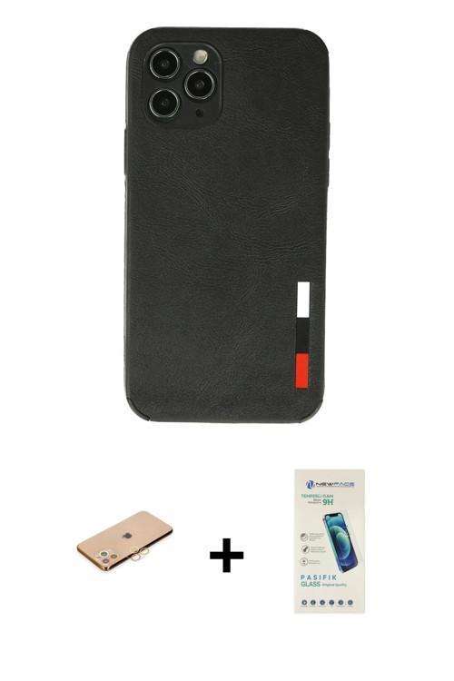 ieg™ iPhone 11 Pro Max Kılıf Doruk Asil Koleksiyonu - Şeffaf Pasifik Cam Ekran Koruyucu + Turuncu Re