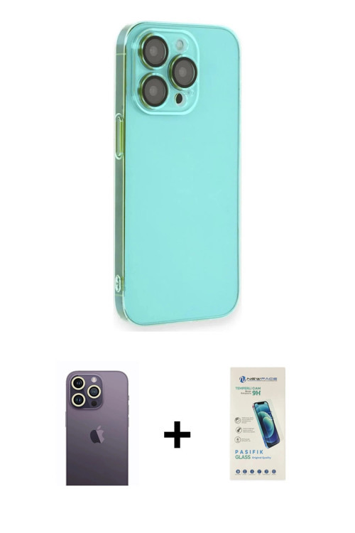 ieg™ iPhone 13 Pro Max Kılıf Siluet Minimal Özel Seri - Şeffaf Pasifik Cam Ekran Koruyucu + Beyaz Ne