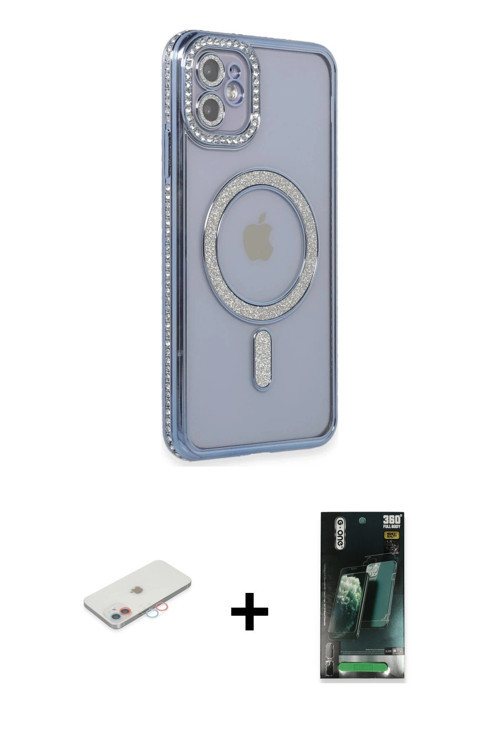 ieg™ iPhone 11 Kılıf Zirve Doku Prime - Siyah 360 Mat Full Body Arka Koruyucu + Pembe Renkli Kamera