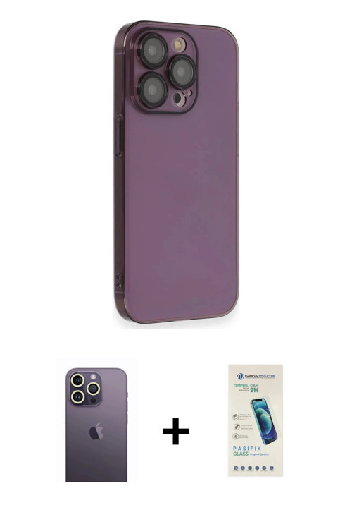 ieg™ iPhone 13 Pro Max Kılıf Siluet Minimal Özel Seri - Şeffaf Pasifik Cam Ekran Koruyucu + Beyaz Ne