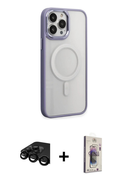 ieg™ iPhone 15 Pro Kılıf Yankı Işık Özel Seri - Siyah Bilvis 3D Cam Ekran Koruyucu + Siyah Raze Meta