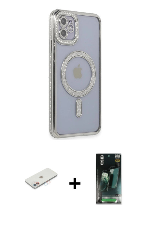 ieg™ iPhone 11 Kılıf Zirve Doku Prime - Siyah 360 Mat Full Body Arka Koruyucu + Pembe Renkli Kamera