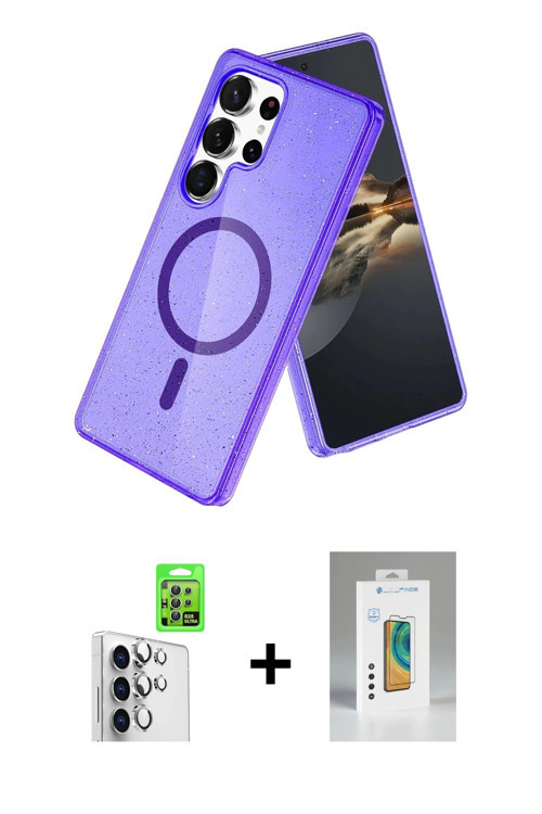 ieg™ Galaxy S25 Ultra Kılıf Nova Asil Prime - Şeffaf Polymer Nano Ekran Koruyucu + Gümüş Raze Metal