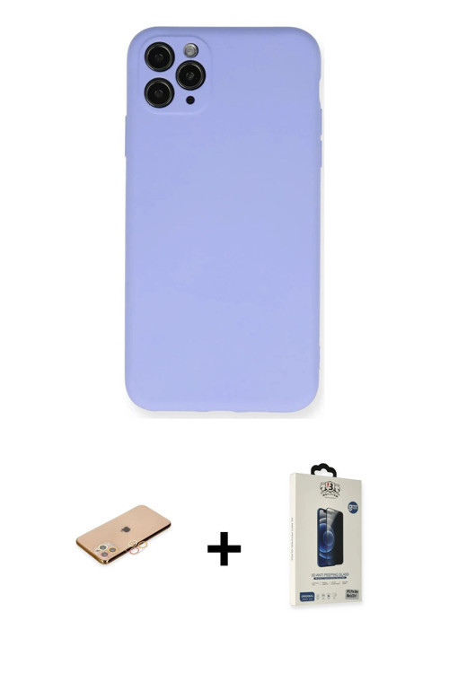 ieg™ iPhone 11 Pro Max Kılıf Ahenk Serisi - Siyah Bilvis Hayalet Cam Ekran Koruyucu + Turuncu Renkli