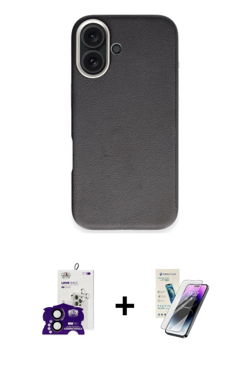 ieg™ iPhone 16 Kılıf Zirve Modern Prime - Şeffaf Pasifik Cam Ekran Koruyucu + Siyah Bilvis Titan Kam