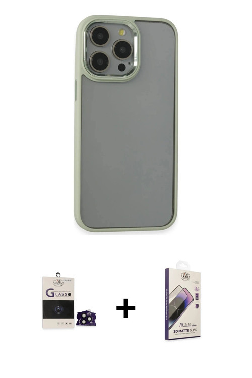 ieg™ iPhone 14 Pro Max Kılıf Nova Işık Serisi - Siyah Bilvis 3D Mat Cam Ekran Koruyucu + Siyah Bilvi