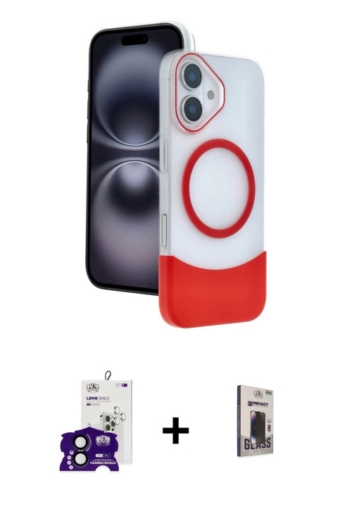 ieg™ iPhone 16 Kılıf Kozmos Form Özel Seri - Siyah Bilvis Hayalet Cam Ekran Koruyucu + Siyah Bilvis