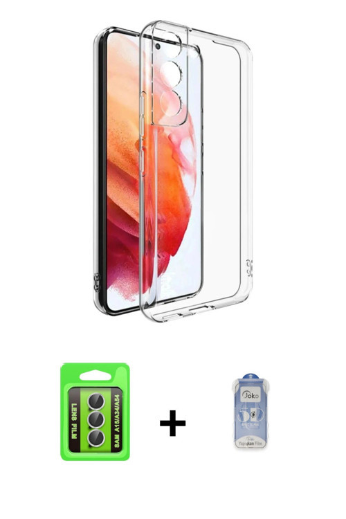 ieg™ Galaxy A15 4G Kılıf Zirve Doku - Siyah Joko Magic 5D Cam + Gümüş Raze Metal Kamera Lens