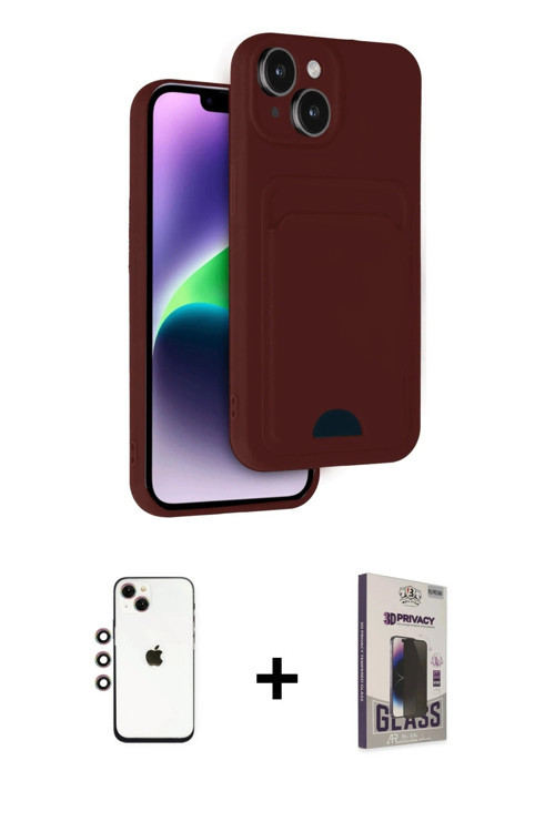 ieg™ iPhone 14 Kılıf Vadi Çizgi Prime - Siyah Bilvis Hayalet Cam Ekran Koruyucu + Gökkuşağı Shine Ka