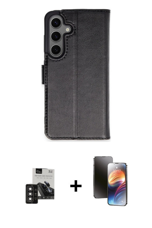 ieg™ Galaxy S24 Kılıf Siluet Işık Serisi - Siyah 3D Antistatik Mat Seramik Nano Ekran Koruyucu + Der
