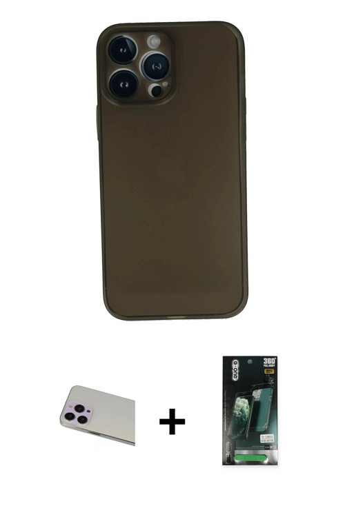 ieg™ iPhone 13 Pro Max Kılıf Yadigar Yansıma Serisi - Şeffaf 360 Full Body Arka Koruyucu + Mor Rainb
