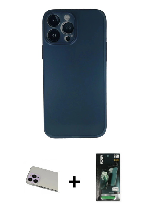 ieg™ iPhone 13 Pro Max Kılıf Yadigar Yansıma Serisi - Şeffaf 360 Full Body Arka Koruyucu + Mor Rainb