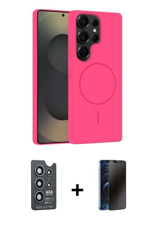 ieg™ Galaxy S25 Ultra Kılıf Yankı Form Serisi - Siyah 3D Antistatik Hayalet Cam Ekran Koruyucu + Lac