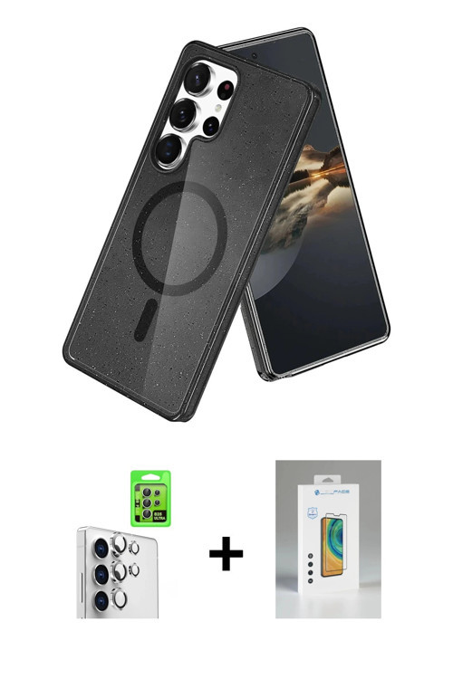 ieg™ Galaxy S25 Ultra Kılıf Nova Asil Prime - Şeffaf Polymer Nano Ekran Koruyucu + Gümüş Raze Metal