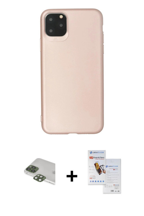 ieg™ iPhone 11 Pro Max Kılıf Kozmos Yansıma Özel Seri - Siyah Seramik Nano Ekran Koruyucu + Yeşil Pe