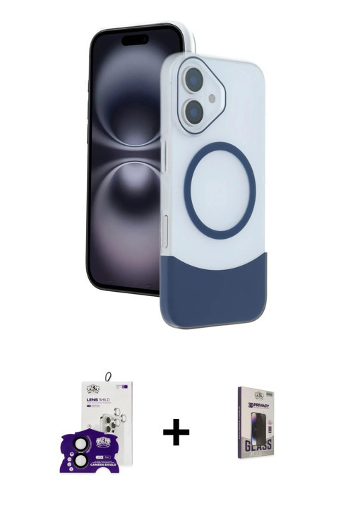 ieg™ iPhone 16 Kılıf Kozmos Form Özel Seri - Siyah Bilvis Hayalet Cam Ekran Koruyucu + Siyah Bilvis