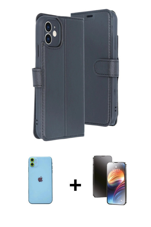 iPhone 11 Kılıf Siluet Işık Serisi - Siyah 3D Antistatik Mat Seramik Nano Ekran Koruyucu + Yeşi