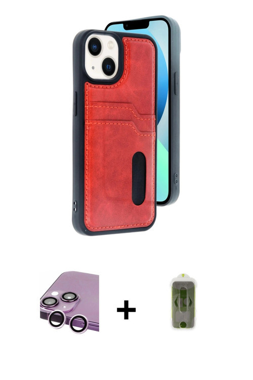 ieg™ iPhone 14 Kılıf Yörünge Işık Serisi - Siyah Joko Magic 5D Hayalet Cam + Mor Raze Metal Kamera L