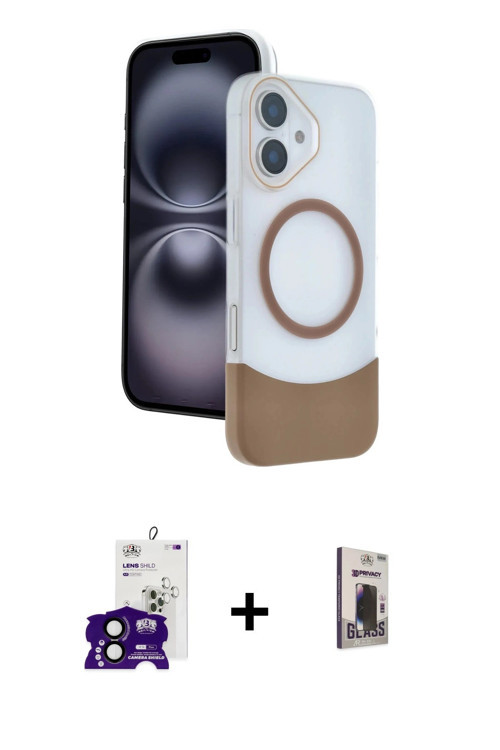 ieg™ iPhone 16 Kılıf Kozmos Form Özel Seri - Siyah Bilvis Hayalet Cam Ekran Koruyucu + Siyah Bilvis