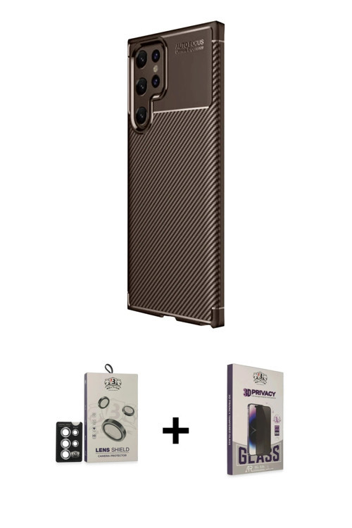 ieg™ Galaxy S25 Ultra Kılıf Eksen Form Prime - Siyah Bilvis Hayalet Cam Ekran Koruyucu + Gümüş Bilvi