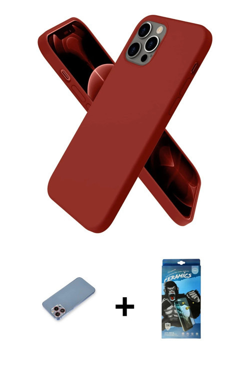 ieg™ iPhone 12 Pro Max Kılıf Kozmos Yansıma Özel Seri - Siyah 34D Izgaralı Cam + Pembe Shine Kamera