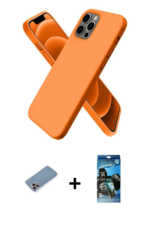 ieg™ iPhone 12 Pro Max Kılıf Kozmos Yansıma Özel Seri - Siyah 34D Izgaralı Cam + Pembe Shine Kamera