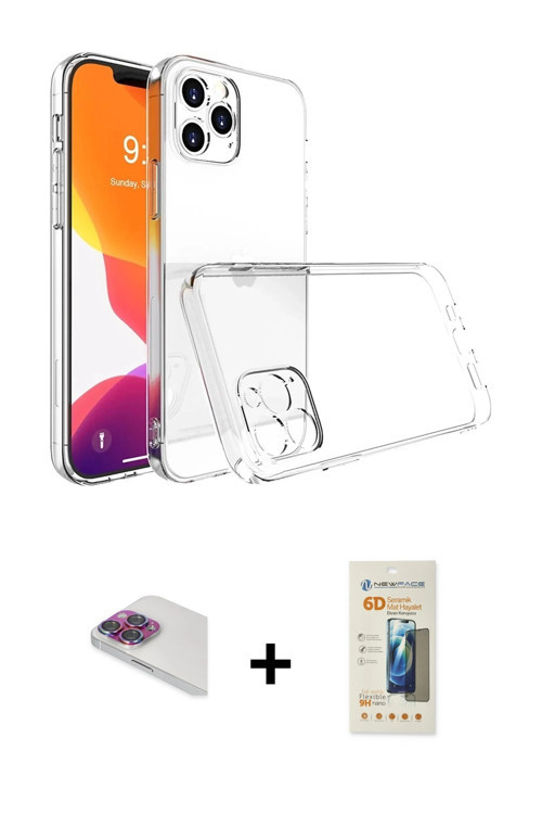 ieg™ iPhone 13 Pro Max Kılıf Zirve Doku - Siyah 6D Mat Seramik Hayalet Nano Ekran Koruyucu + Gökkuşa