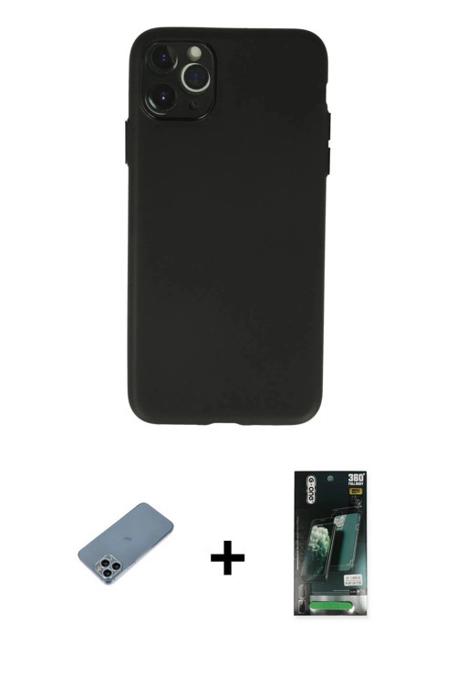 ieg™ iPhone 11 Pro Max Kılıf Atlas Minimal Prime - Siyah 360 Mat Full Body Arka Koruyucu + Sierra Bl