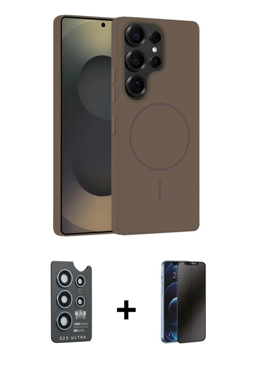 ieg™ Galaxy S25 Ultra Kılıf Yankı Form Serisi - Siyah 3D Antistatik Hayalet Cam Ekran Koruyucu + Lac