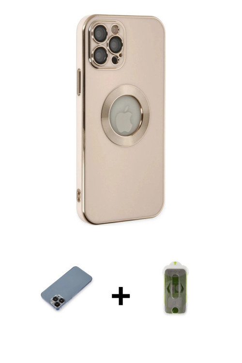 ieg™ iPhone 12 Pro Max Kılıf İz Form Serisi - Siyah Joko Magic 5D Hayalet Cam + Siyah Metal Kamera L