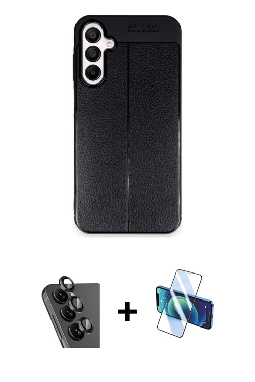 ieg™ Galaxy A25 5G Kılıf Doruk Klasik Özel Seri - Siyah 3D Antistatik Seramik Nano Ekran Koruyucu +