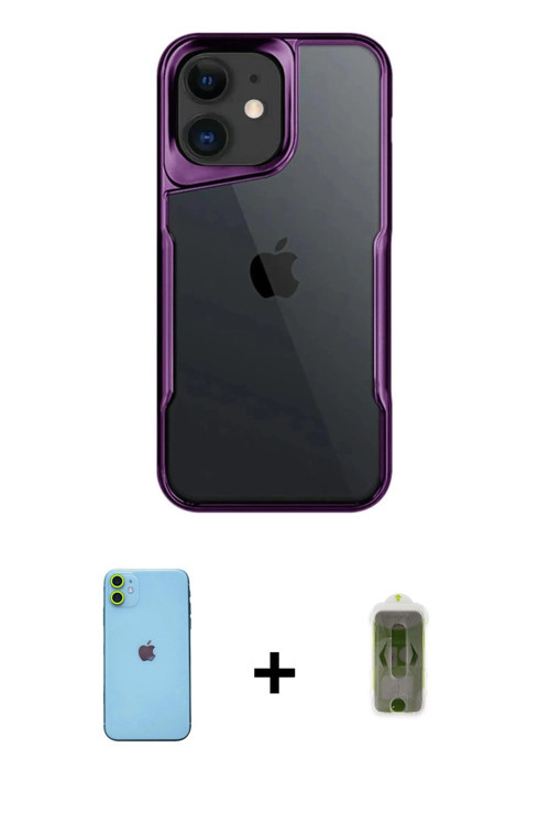 ieg™ iPhone 11 Kılıf Akış Çizgi Koleksiyonu - Siyah Joko Magic 5D Hayalet Cam + Yeşil Neon Fosforlu