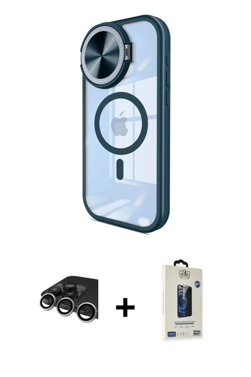 ieg™ iPhone 14 Pro Max Kılıf Kıvılcım Modern Koleksiyonu - Siyah Bilvis Hayalet Cam Ekran Koruyucu +
