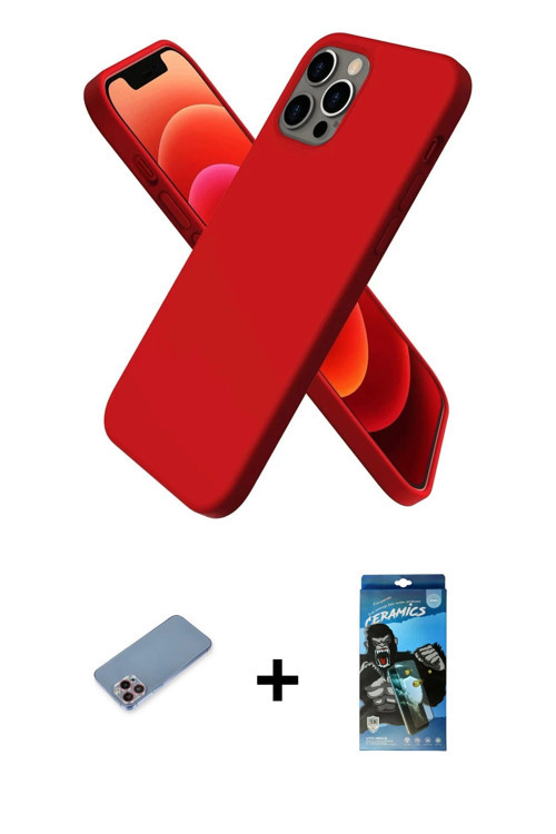 ieg™ iPhone 12 Pro Max Kılıf Kozmos Yansıma Özel Seri - Siyah 34D Izgaralı Cam + Pembe Shine Kamera