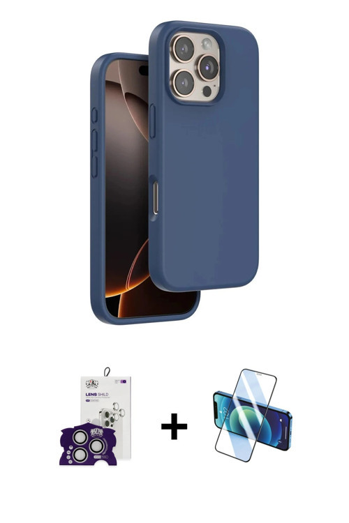 ieg™ iPhone 16 Pro Max Kılıf Kıvılcım Çizgi Serisi - Siyah 3D Antistatik Cam Ekran Koruyucu + Gümüş
