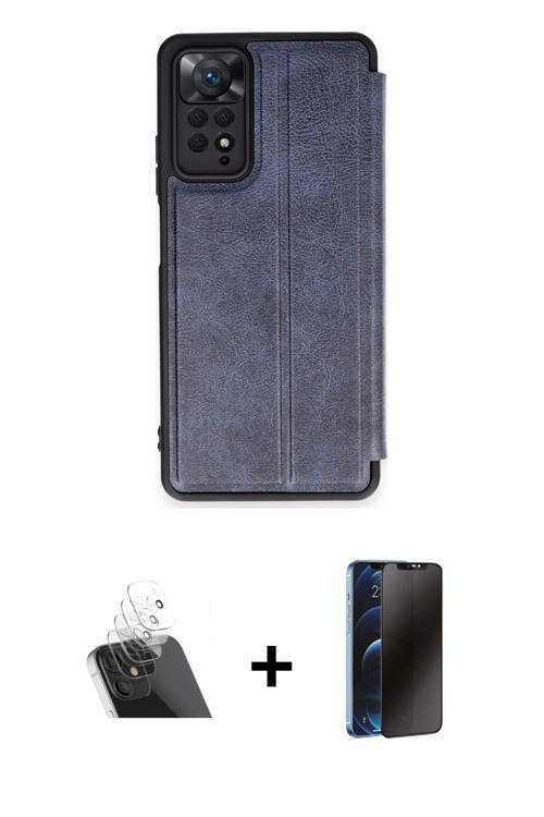 ieg™ Redmi Note 12 Pro 4G Kılıf Zirve Yansıma Serisi - Siyah 3D Antistatik Hayalet Cam Ekran Koruyuc