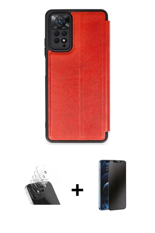 ieg™ Redmi Note 12 Pro 4G Kılıf Zirve Yansıma Serisi - Siyah 3D Antistatik Hayalet Cam Ekran Koruyuc