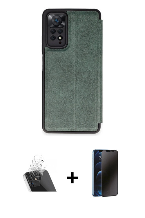 ieg™ Redmi Note 12 Pro 4G Kılıf Zirve Yansıma Serisi - Siyah 3D Antistatik Hayalet Cam Ekran Koruyuc