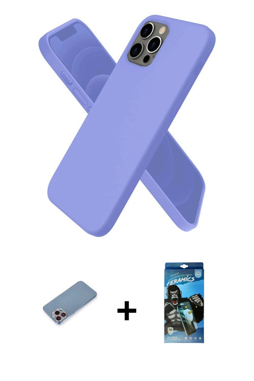ieg™ iPhone 12 Pro Max Kılıf Kozmos Yansıma Özel Seri - Siyah 34D Izgaralı Cam + Pembe Shine Kamera