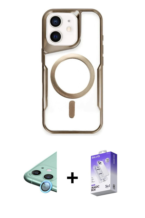 ieg™ iPhone 11 Kılıf Yadigar Klasik Özel Seri - Siyah Bilvis 5in1 3D Magic Cam Ekran Koruyucu + Mavi