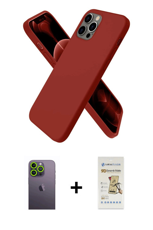 ieg™ iPhone 12 Pro Max Kılıf Kozmos Yansıma Özel Seri - Siyah Mat Seramik Nano Ekran Koruyucu + Yeşi